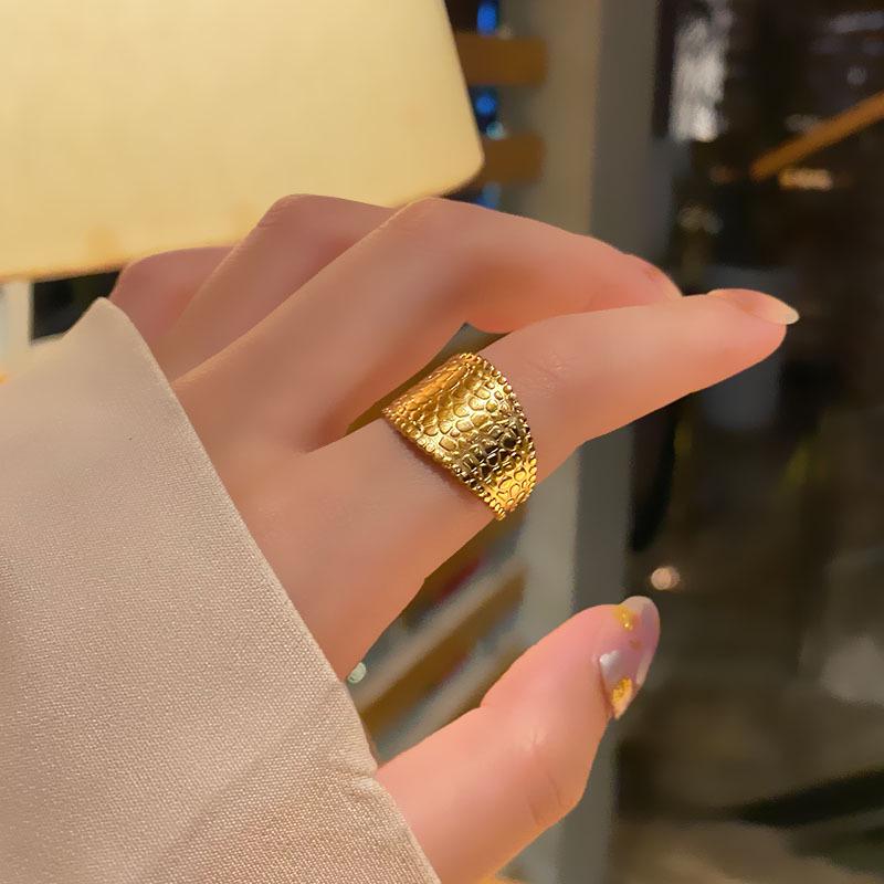 Korean-Style Geometric Titanium Steel Adjustable Index Ring