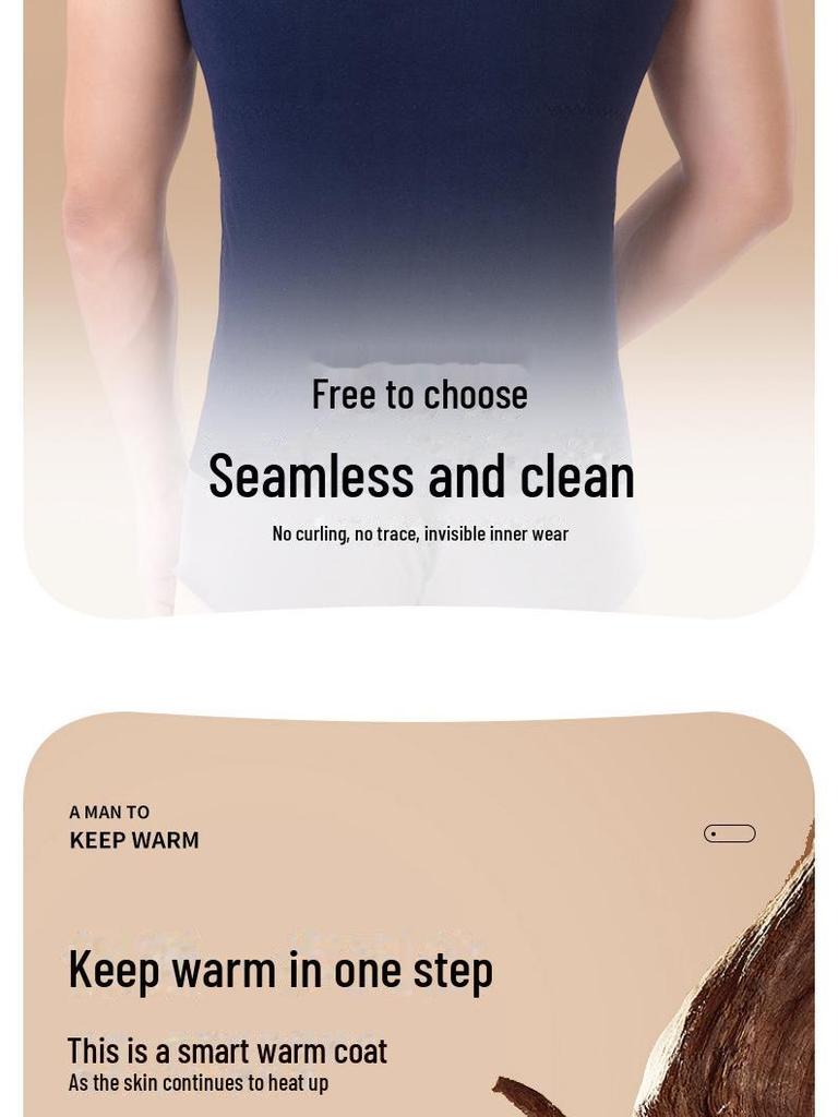 Men's Double-Sided Brushed Velvet Warm Vest with Heating Patches