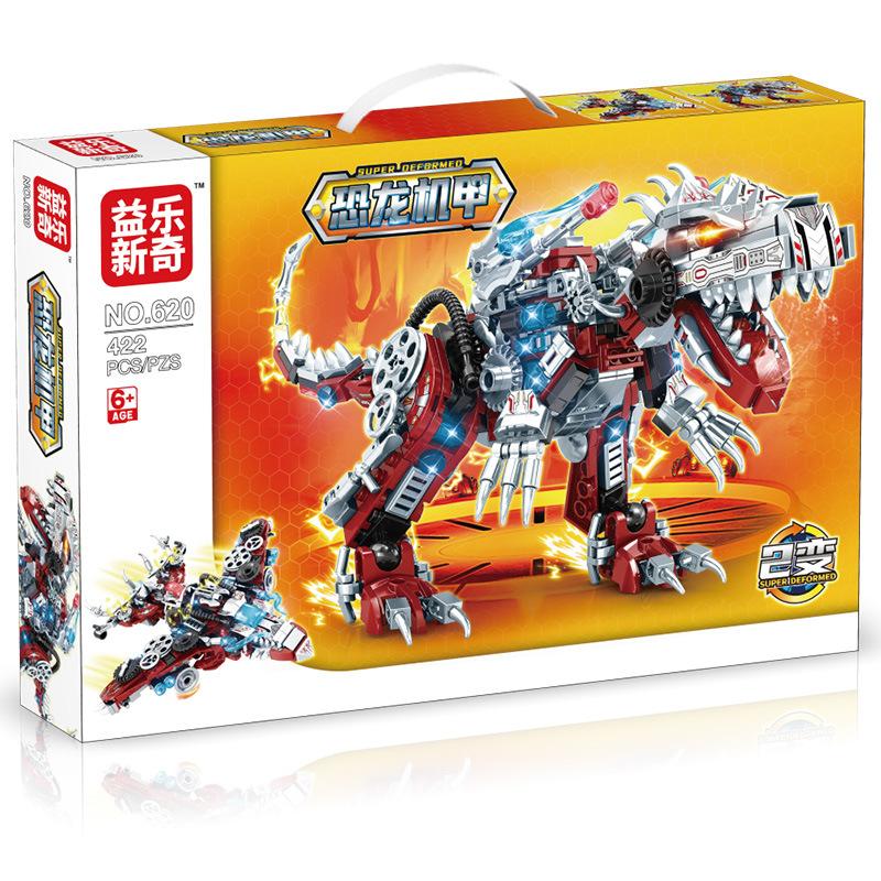 Giocattoli con Blocchi da Costruzione Dinosauri per Bambini T-Rex Robot Mech Combinabile Puzzle a Particelle Piccole Regalo