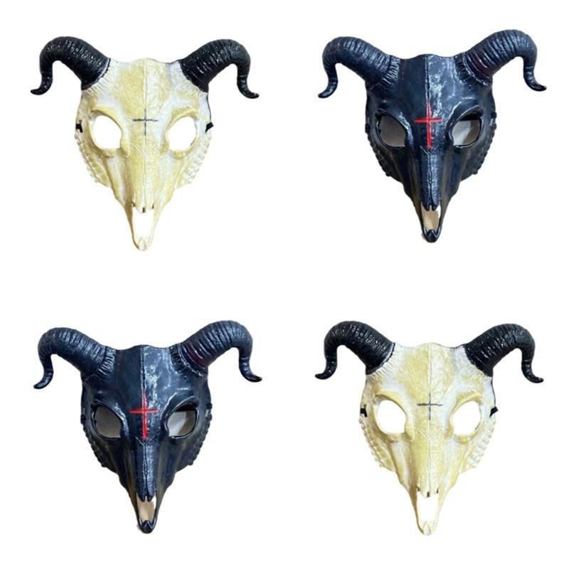 Goat Skeleton Mask for Women Man Carnivals, Halloween Party, Halloween Goat Cosplay Mask, Goat Head Skeleton Mask