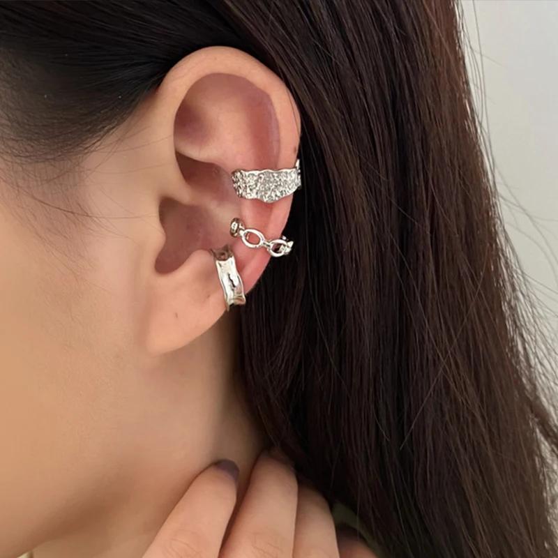 Clips Earrings for Women Unisex Minimalist Fashion Cartilage Hoop Earings Set Ear Cuff Fake Piercing Clip on Ear Jewelry