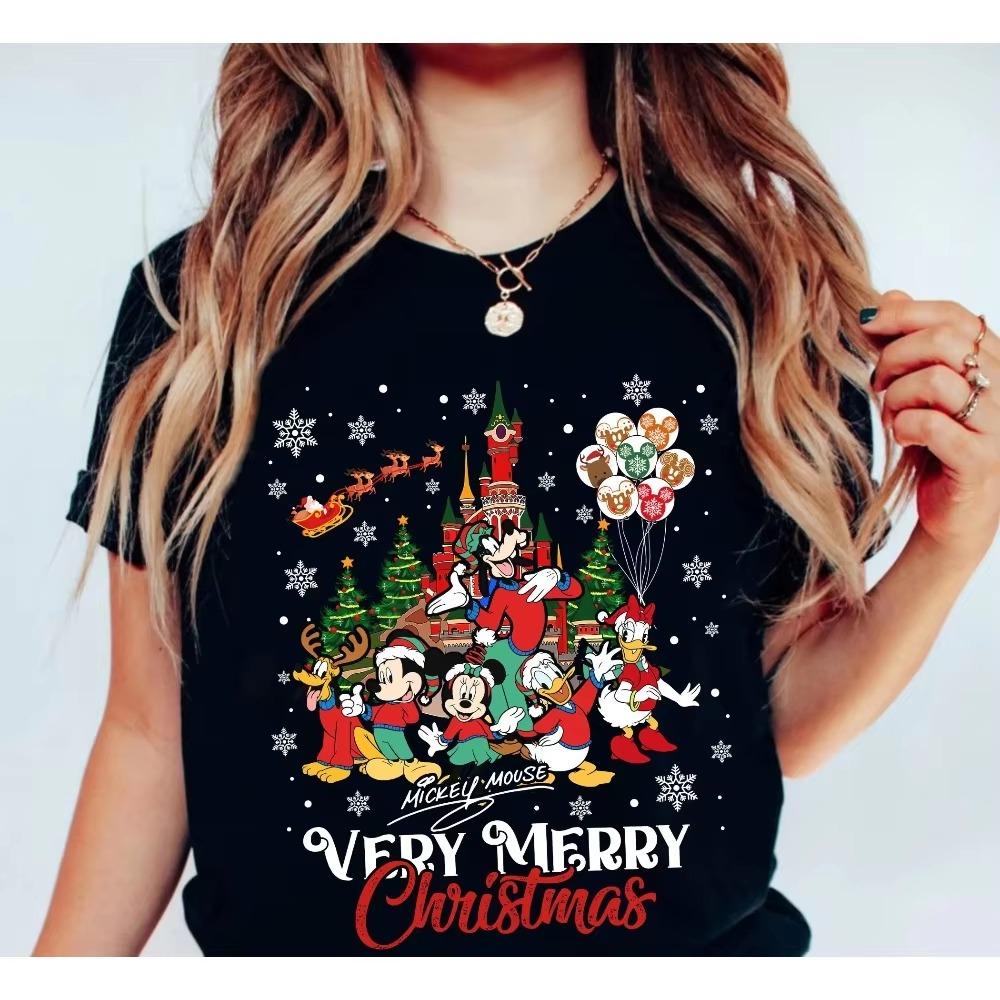 2025 Christmas Unisex Women Summer Tshirt Family Parentchild Outfit Casual Unisex Oversized Short Sleeves Top Comfortable