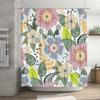 Floral Printed Shower Curtain SetPink Green Blue Yellow White Bath Towel Decorative Waterproof Window Shutter 6 Hooks for Bathro