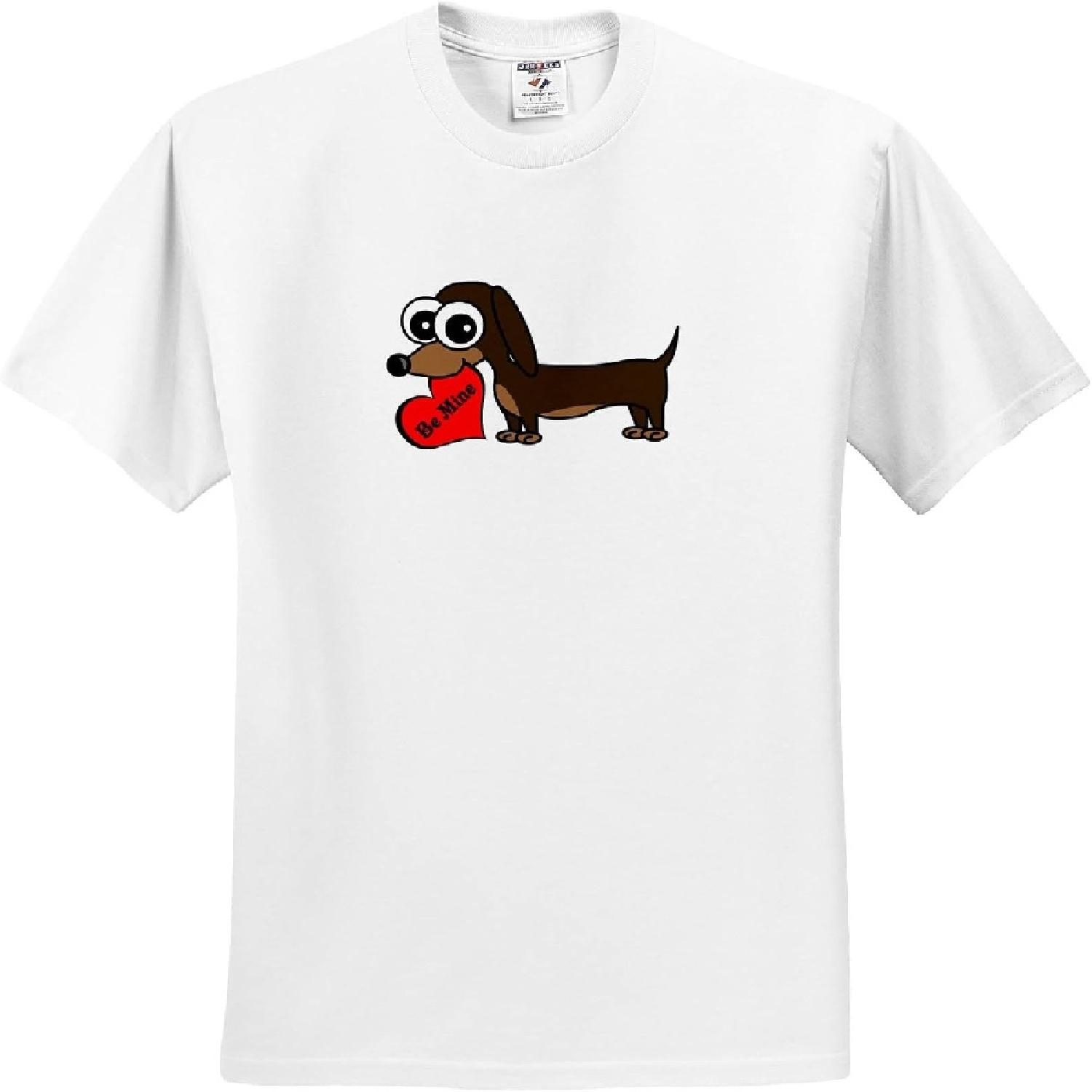 3dRose, Cute Dog Be Mine Heart – Dachshund, T-Shirt XXXXXL белый