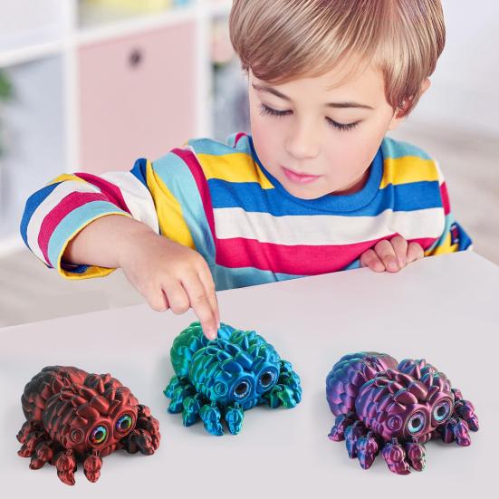 Halloween 3D Printed Spider Figurine Movable Joints Spider Figure Fidget Toy Articulated Spider Model Decoration Home Office Desktop Ornament