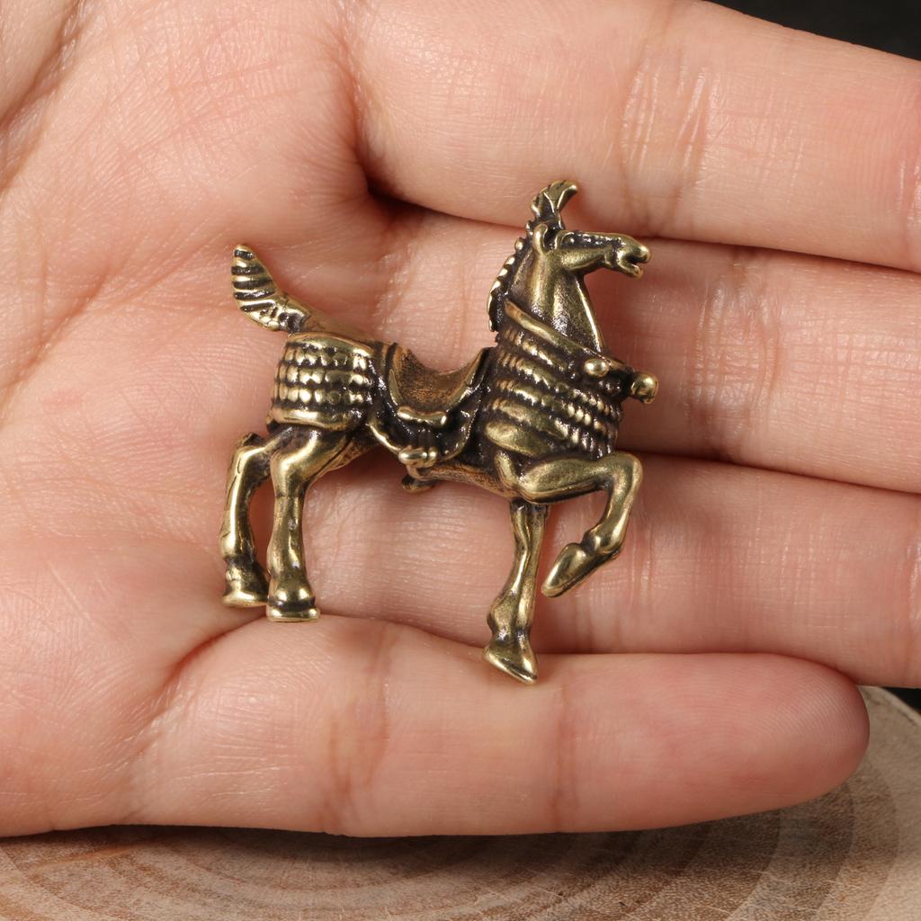 Copper War Horse Figurines Miniatures Lucky Feng Shui Home Decorations Crafts Accessories Desktop Ornaments Brass Tea Pets