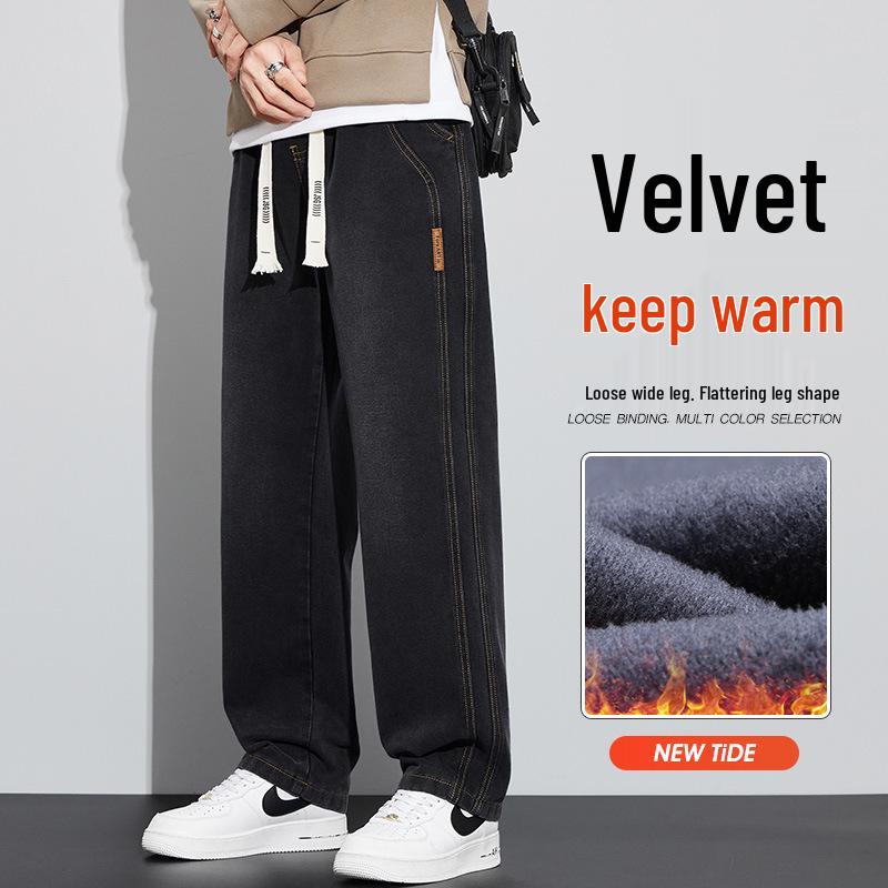Herren 2025 Herbst/Winter Verdickte Samt Straight-Leg Casual Jeans