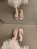 French Bow with Wedge Heel Cool Slippers Women's Summer Wear 2025 New Evening Wind Open-toed Fish Mouth Sandals