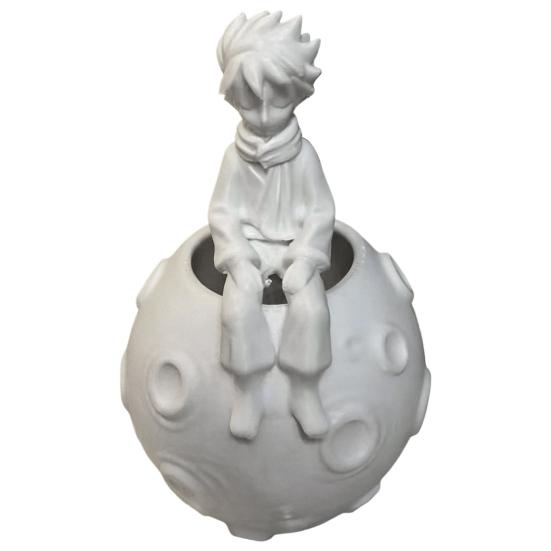 Artistic Office Desk Accessory 3D Printed Little Prince on Planet Pen Holder, Multi-Functional Hollow Storage for Literary Art Ornament Pencil Makeup
