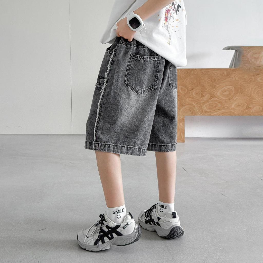 Boys' Summer Denim Shorts - Stylish, Trendy Mid-Length Capris for Big Kids