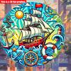 2D flat 20*20cm 1pc Retro Cartoon sailboat&anchor patterns wall art ornament, rustic Nautical theme decoration for Bedroom, sailboat, beach houses a