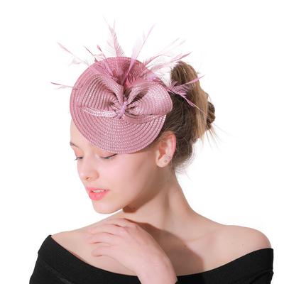 European And American Feather Headgear Popular Bridal Hair Accessories Banquet Photo Top Hat Pp Imitation Hemp Headgear