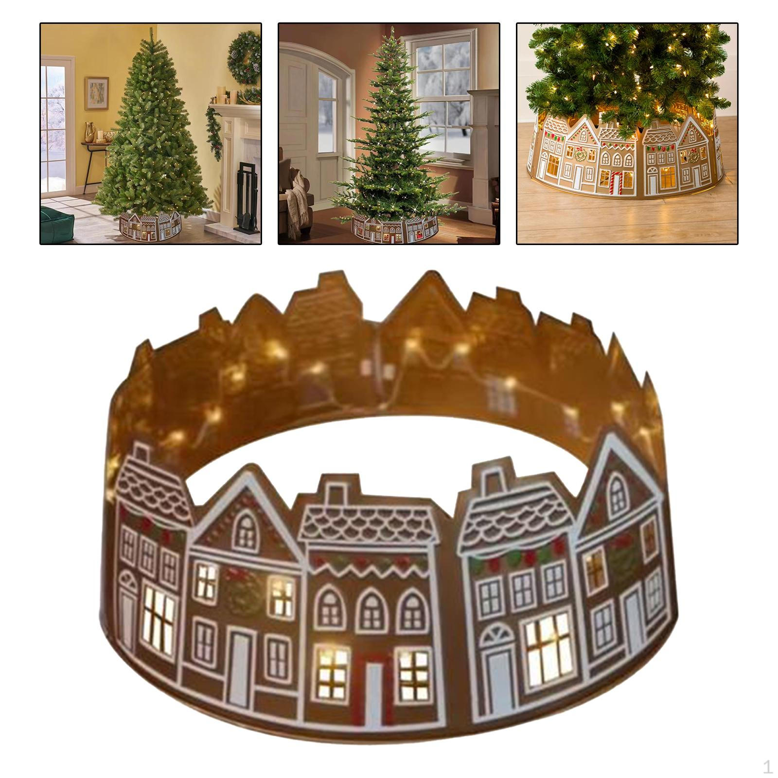 

Светодиодный пряничный домик юбка-воротник для рождественской елки подарок рождественская основа-чехол 26inch H 16cm