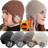 New Outdoor Women Men Winter Knitted Hat Plush Warm Peaked Cap Earmuff Fashion Faux Fur Lined Bomber Hats Cycling Ear Protection