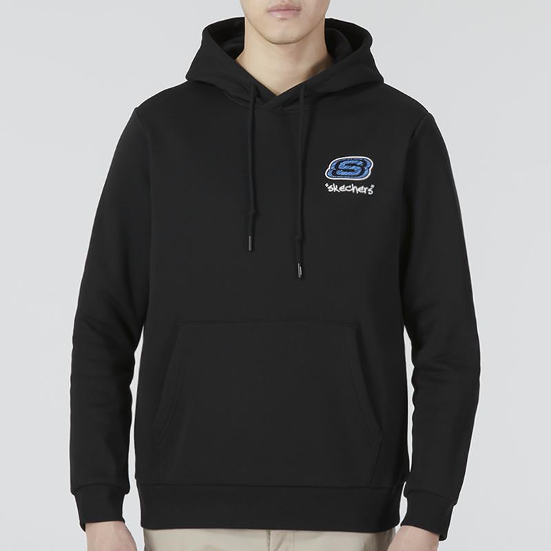 Skechers Colorful Hooded Fitted Long Sleeved Sweatshirt Unisex Black L322U090-0018