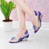 Wedges Sandals Women Summer Sweet Flowers Transparent Open Toe High Heels Sandals Fish Mouth Sandals Plus Size 30-45