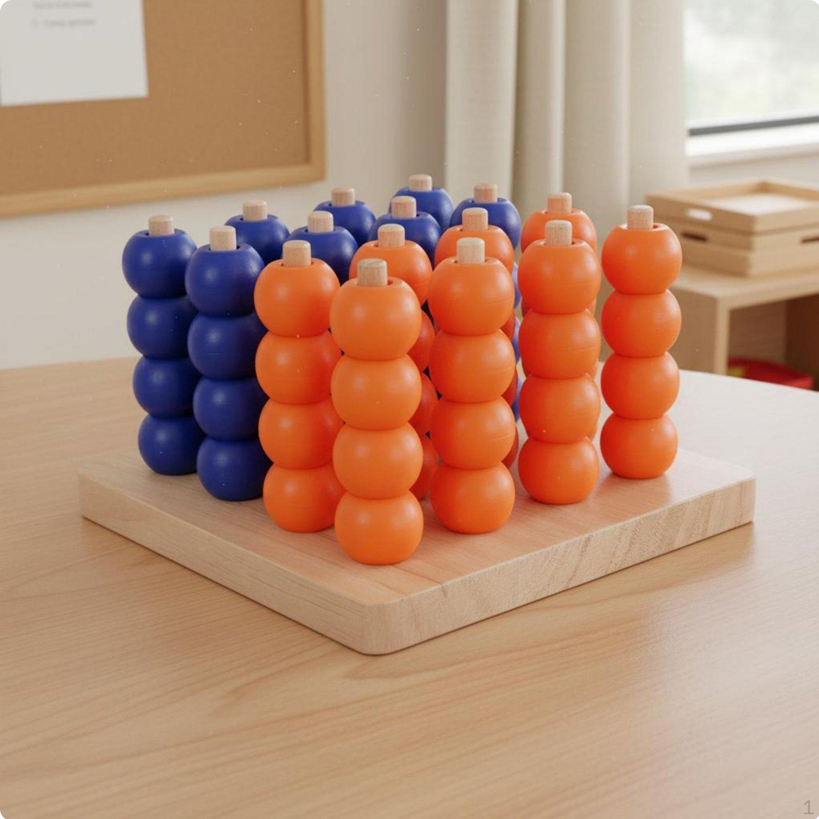 Wooden Four in a Row Game Develops Strategic Thinking 4 Alignment Board Wood Construction 3D Four IN a Row