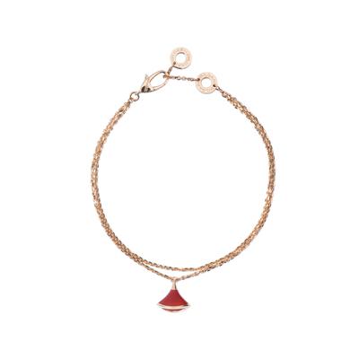 Bvlgari Divas Dream Serie Roter Achat Fächerförmiges Roségold Armband Damenarmband BR857194