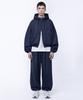 Prinoar [Set] String Oversized Two-Way Zip-Up Hoodie + Single-Pleat Wide Pants - Navy