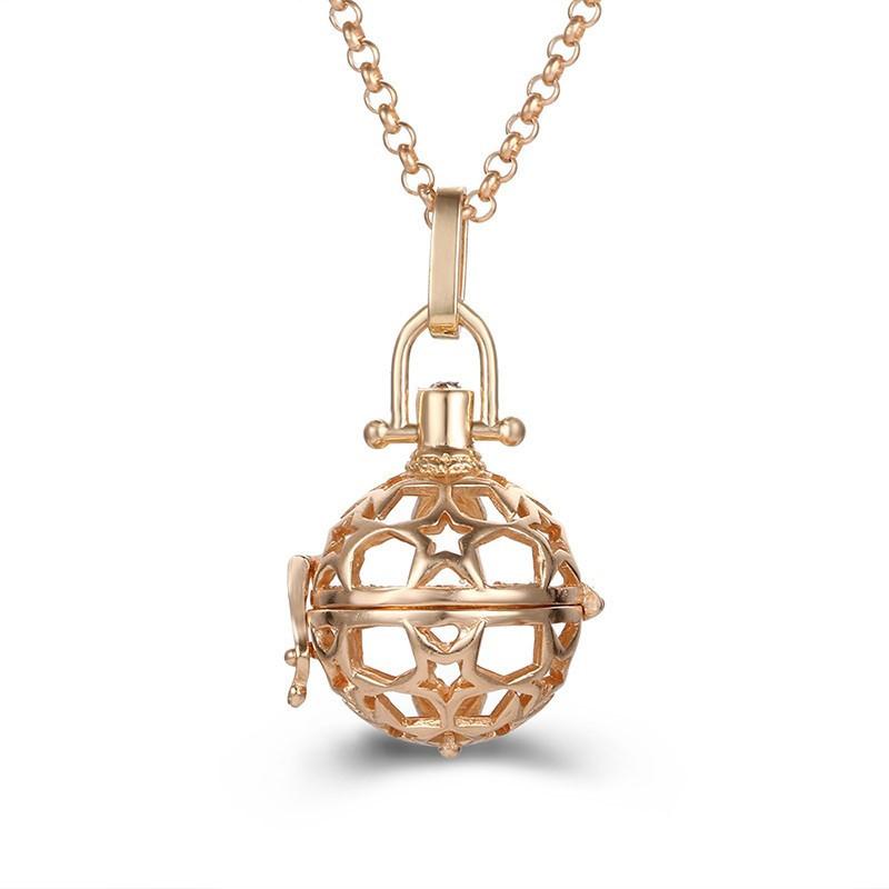 Popular Multi Styles Hollow Vintage Necklace Jewelry Music Ball Pregnancy Bell Necklace Aroma Essential Oil Locket Pendant