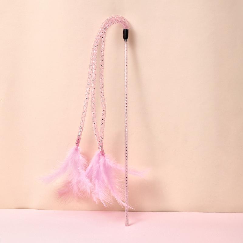 Plush Feather Cat Teaser Stick with Bell - Stress Relief and Fun Self-Entertainment Toy