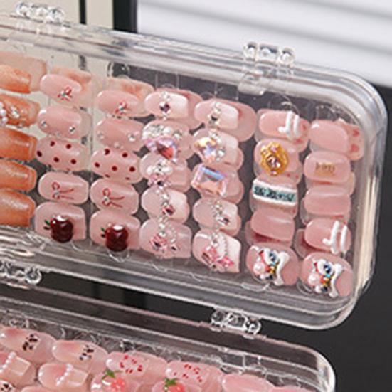 Clear Press on Nail Storage Box Folding Nail Art Storage Box Large Capacity Plastic Display Case for Press-On Nails & Tips