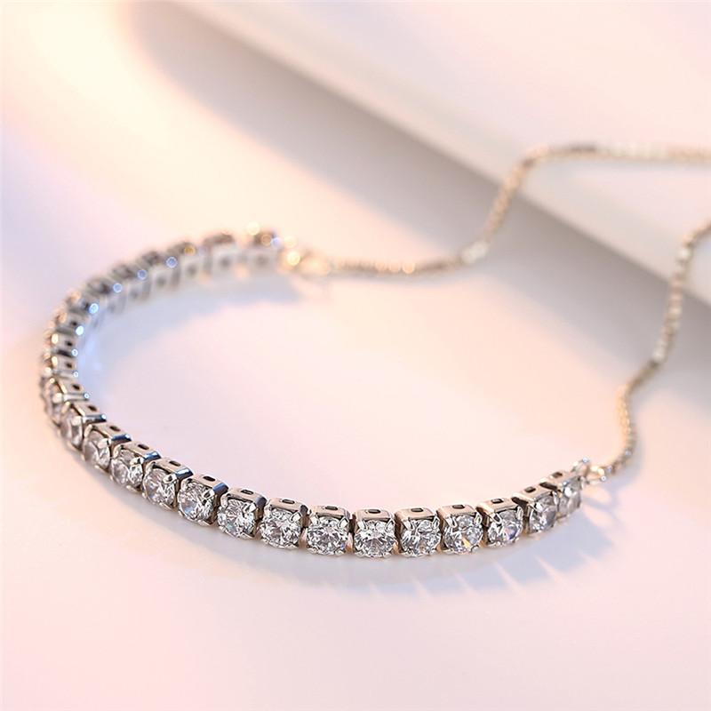 925 Sterling Silver Bracelet Elegant Zircon Tennis Crystal Chain For Women Fashion Noble Engagement Wedding Hot Gift