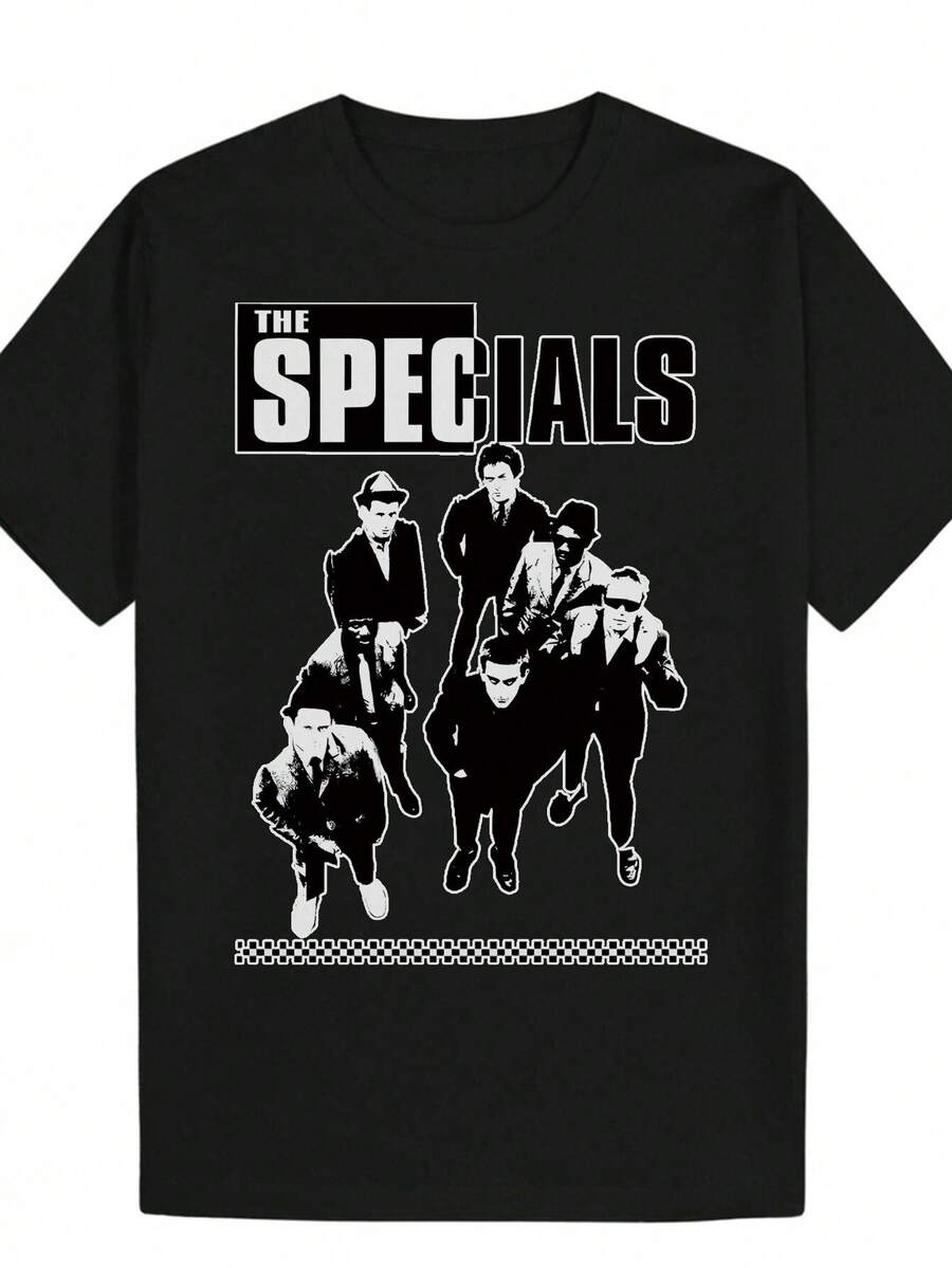 

Men S Casual Summer T-Shirt - The Specials Band Graphic, Black & White Design, Polyester Round Neck S разноцветный