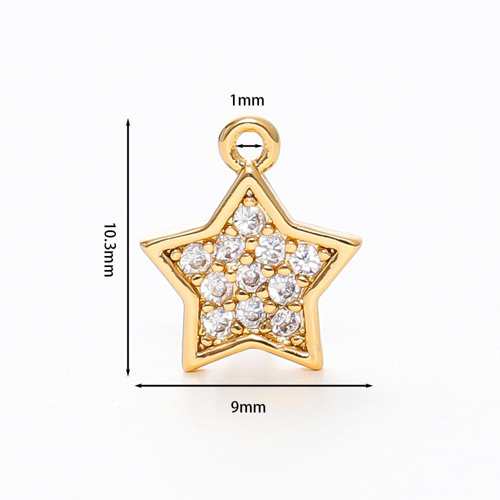 2/6pcs 18K Gold Color Plated Pentagram Star Charms Tail Chain Charms Handmade Earrings Bracelet Necklace DIY Jewelry Accessories