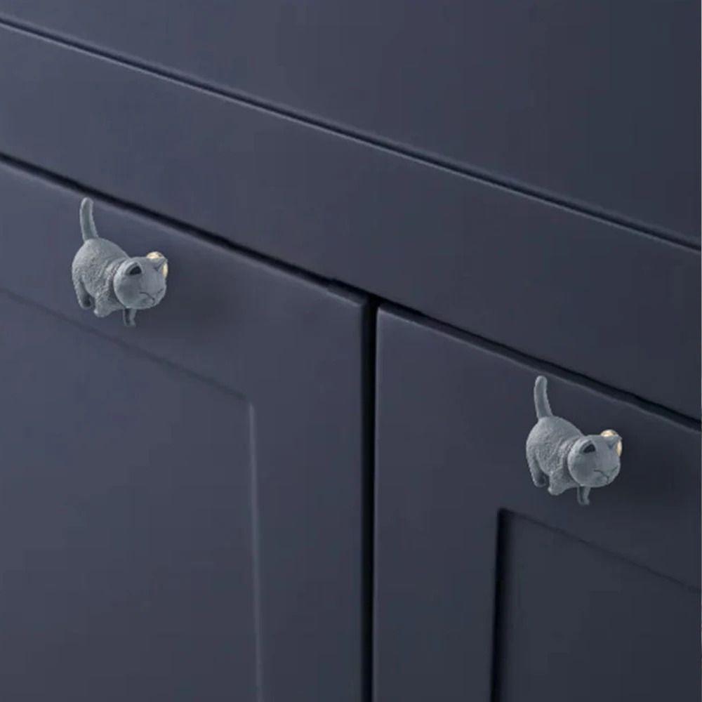 Resin Cat Shape Drawer Knobs Lovely Hanging Hooks Hardware Decor Wardrobe Door Knob Handle  Cabinet