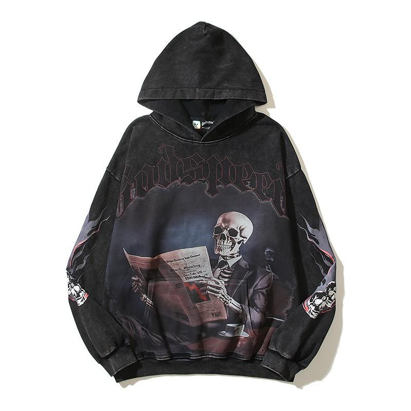 Godspeed 2025 Fall Winter Cotton Hoodie Streetwear Oversized Graphic Print Sweatshirt Men