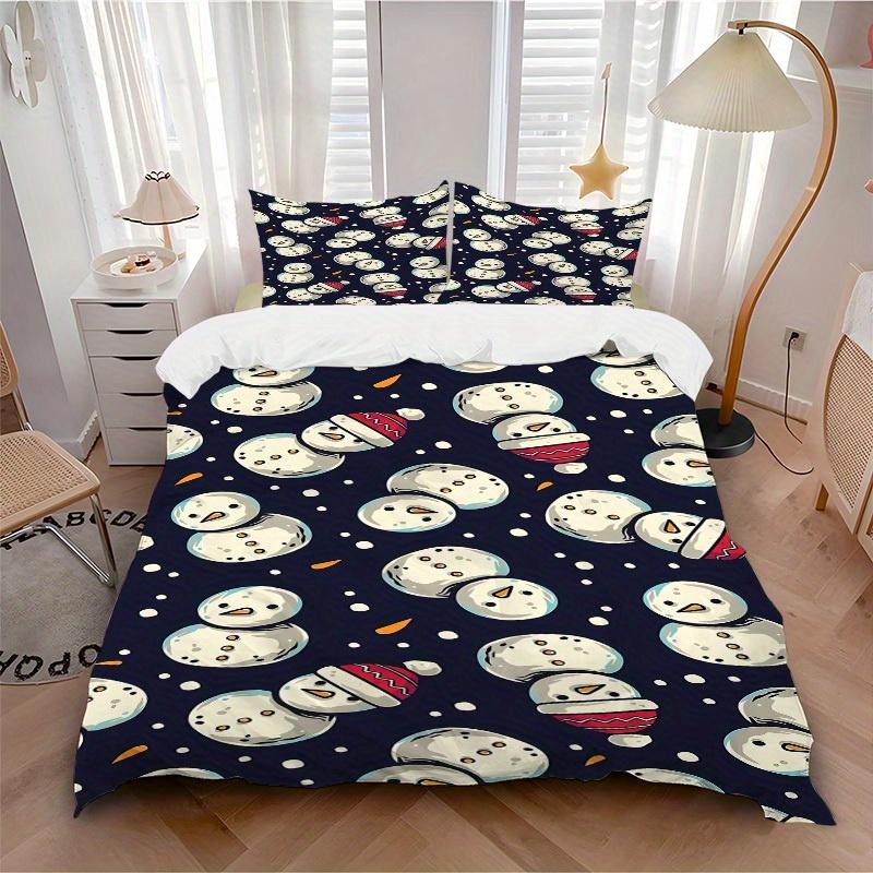 

3pcs Snowmen Christmas Winter Soft and Comfortable Breathability, Bedding Set, Machine Washable, Suitable for All Seasons161 135x200cm