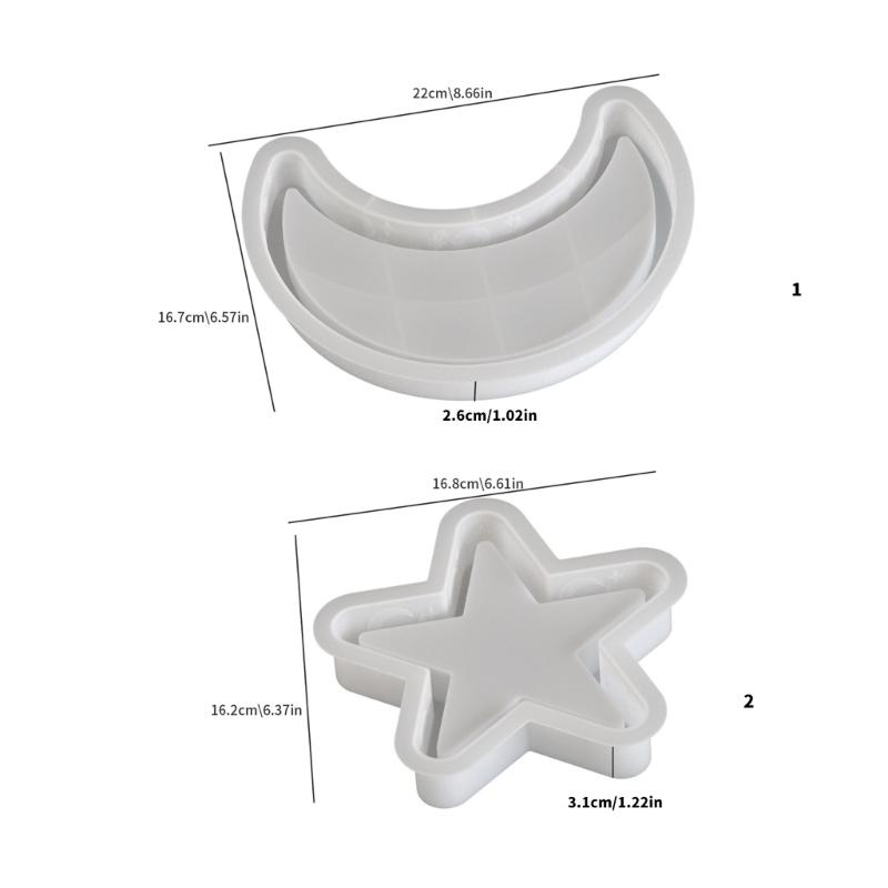 Sturdy Star and Moon Silicone Mould Round Tray Home Accessory for Crafting Supplies and Creative Storage Solution