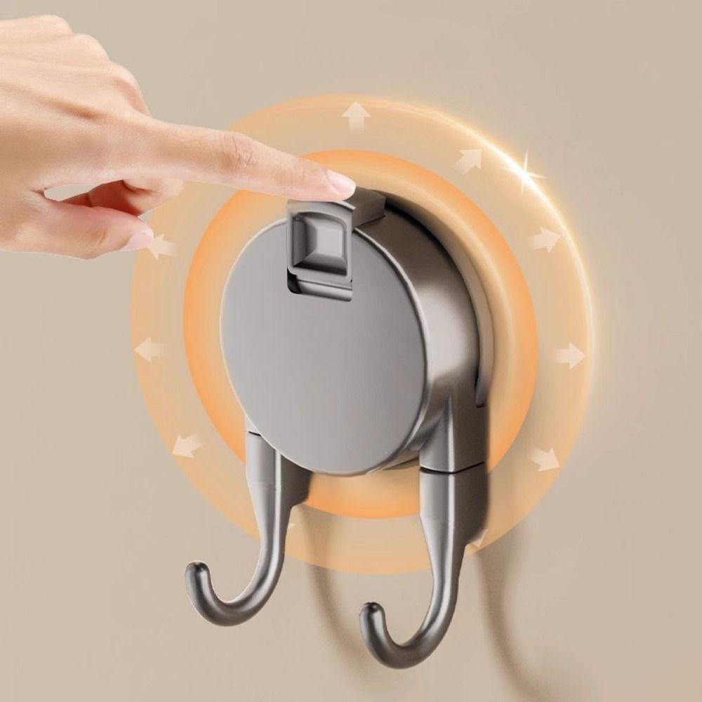 2Pcs Non-Marking Suction Cup Hooks Plastic Kitchen Storage Hooks Paper Towel Double Hooks  for Home