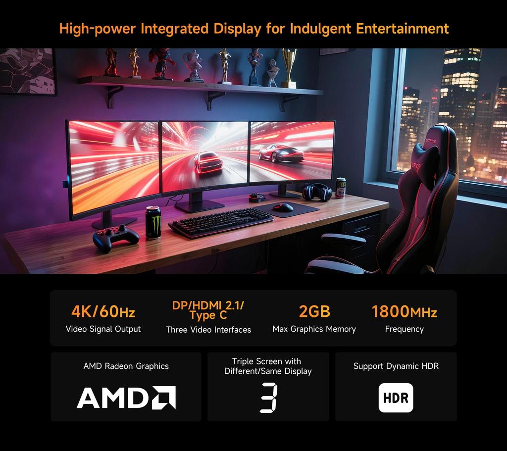 BMAX B7A Pro Processador AMD Ryzen 5 7430U Gráficos AMD Radeon 16GB DDR4 SSD NVMe de 512GB Windows 11