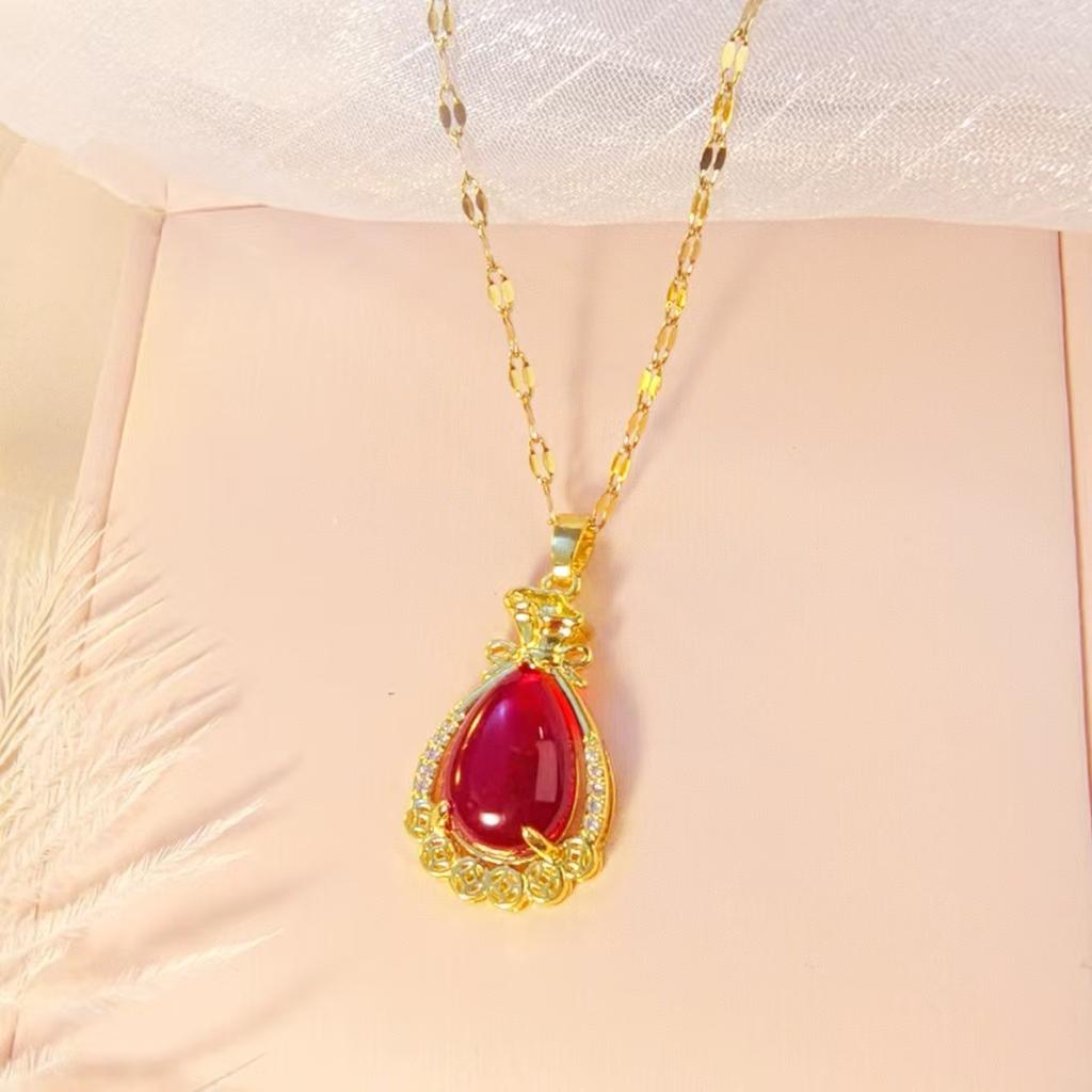 Náhrdelník Kapka Vody Dámský Retro Dvorní Styl Trend Všestranný Oválný Vaječný Nudlový Pokojové Doplňky