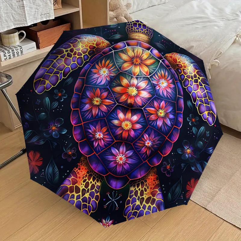 1pc Floral Mandala Turtle Artwork Umbrella with Plastic Handle,Suitable for All Seasons Home Travel Outdoor UmbrellaDD433