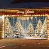 Winter Fairyland Scene Polyester Garage Door Banner Durable Outdoor Festival Decoration Home Mural Decoration