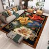 Lily Flower Carpet Mat Anti Slip Floor Mats for Oil Painting Living Room and Bedroom Vintage Border Home Decor Carpet