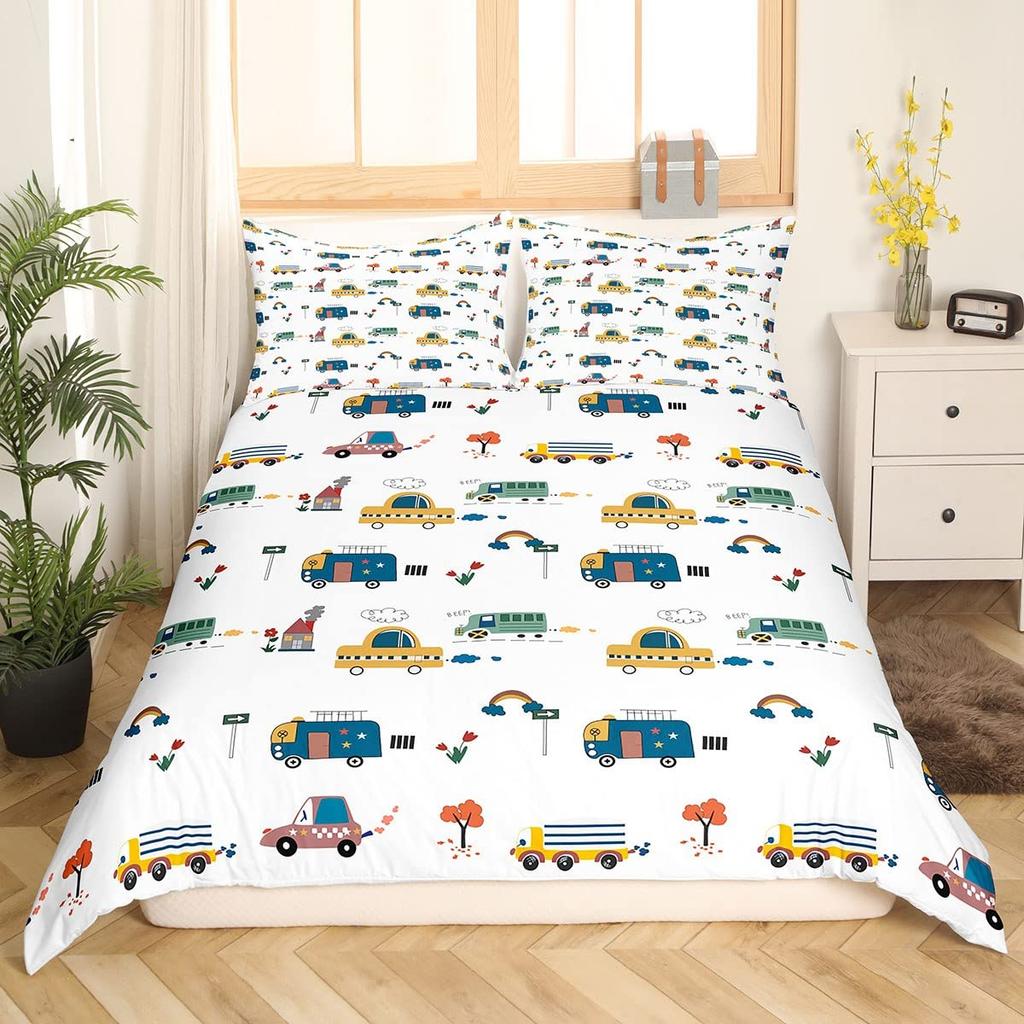 Cartoon Train Duvet Cover Set Black Trains Bedding Set Boys Teens Men Bedroom Single Double Comforter Cover Decor Quilt Covers