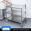 Three-tier Stainless Steel Service Cart: Meal, Food, Beverage, and Dish Collection Trolley for Restaurants and Hotels.