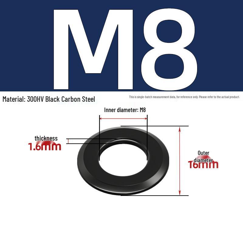 Chamfered Flat Washer 304 Stainless Steel, Blue-White Zinc, Black Zinc, GB97.2, Shim M5 M8 M16