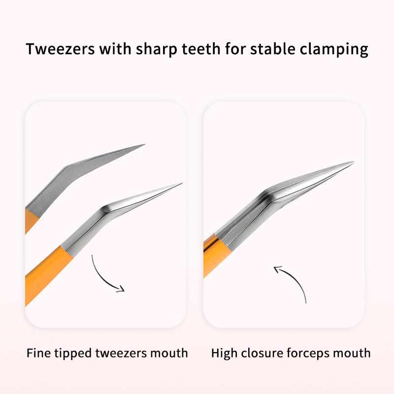 False Eyelash Tweezers Lash Extension Stainless Steel Scrapbook Sticker Tape Picking Straight Head Elbow Tweezers Diy Crafts