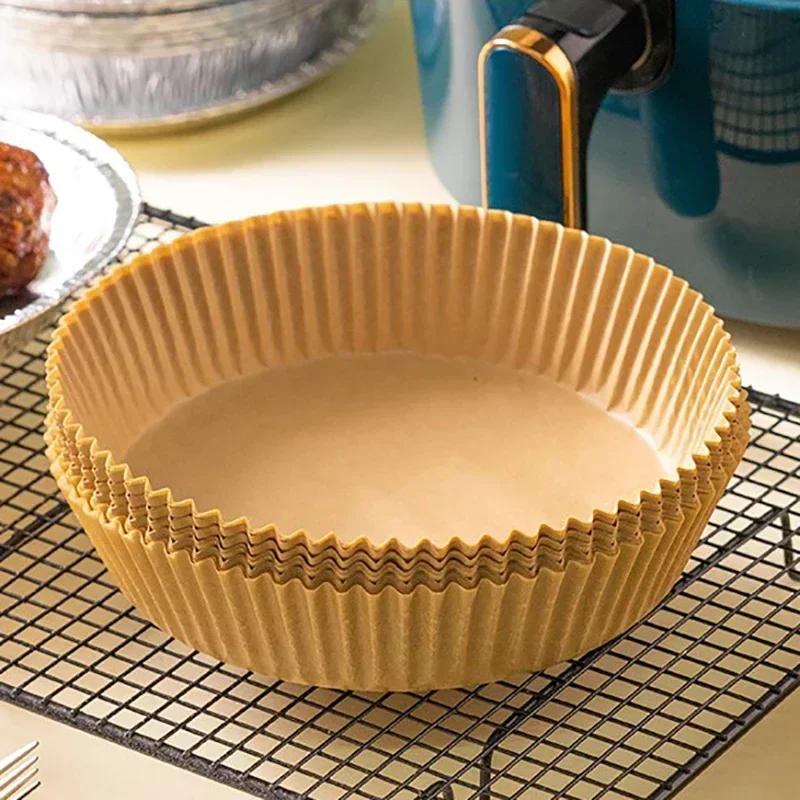 

50Pcs Air Fryer Baking Paper for Barbecue Plate Round Oven Pan Pad 16/20cm AirFryer Oil-Proof Disposable Paper Liner Cake Tools