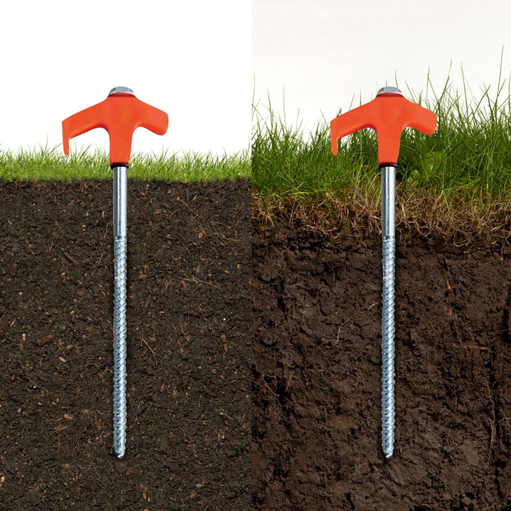 8in Screw In Tent Stakes - Ground Anchors Screw In, Tent Pegs Camping Stakes, Metal Threaded Tent Spikes, Heavy Duty Tent Stakes Tent Pegs