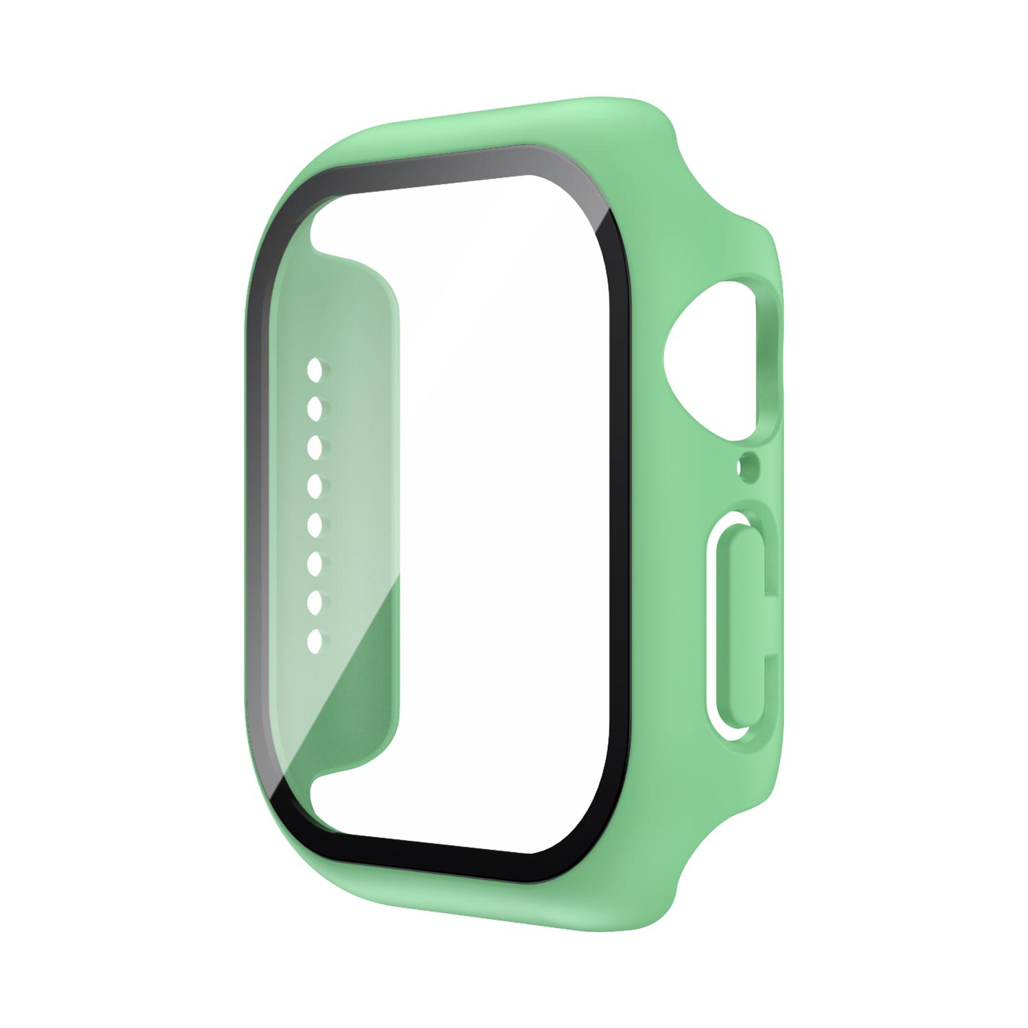 Gehärtetes Glas+Hülle für Apple Watch 11 10 Abdeckung 46mm 42mm 38mm 40mm 41mm 44mm 45mm Displayschutz für iWatch 9 8 7 6 5 4 SE Series 11 10 42MM minze, grüne