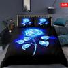 Blooming Blue Rose 3D Printed Quilt Cover Beautiful Rose Bedding Cover Pillowcase Luxury Home Textiles Floral Duvet Cover Sets