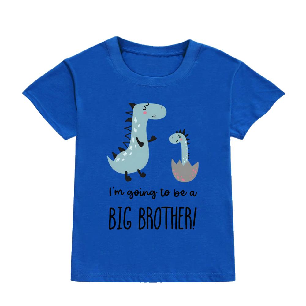 Dinosaur&I‘m Going To Be Big A Brother Print Kid Tee Shirt Casual Short Sleeve Child Tees Top Pregnancy Announcement Clothes