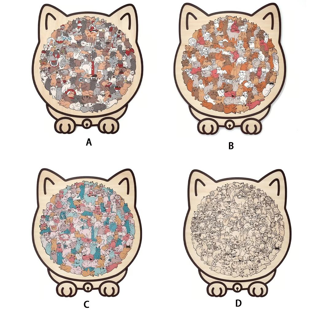 135Piece 3D Cat Puzzles Cats Puzzletoy Morandi-Colored Animal Woodpuzzle Puzzle Ideal for Lovers and Home Decoration