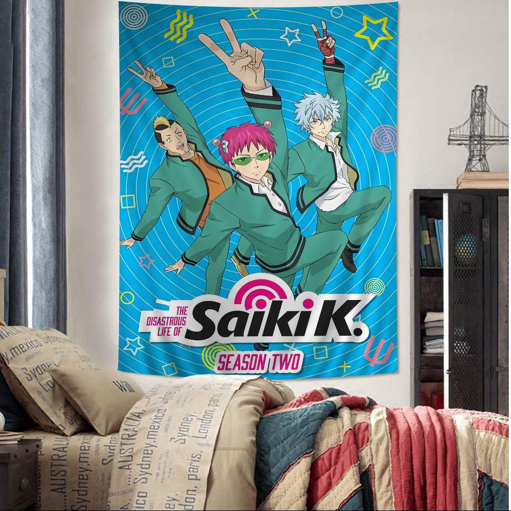 Manga The Disaster Of Nanxiong Saiki K Printed Large Wall Tapestry Art Science Fiction Room Home Decor Decor Blanket
